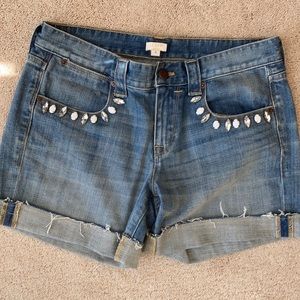 J Crew denim shorts with rhinestones